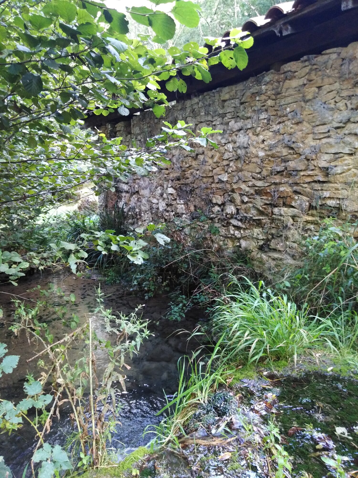Ancien mur en pierre bordant un ruisseau, Office de Tourisme Cœur de Garonne
