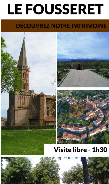 Affiche tourisme Le Fousseret avec église, panorama et vue aérienne