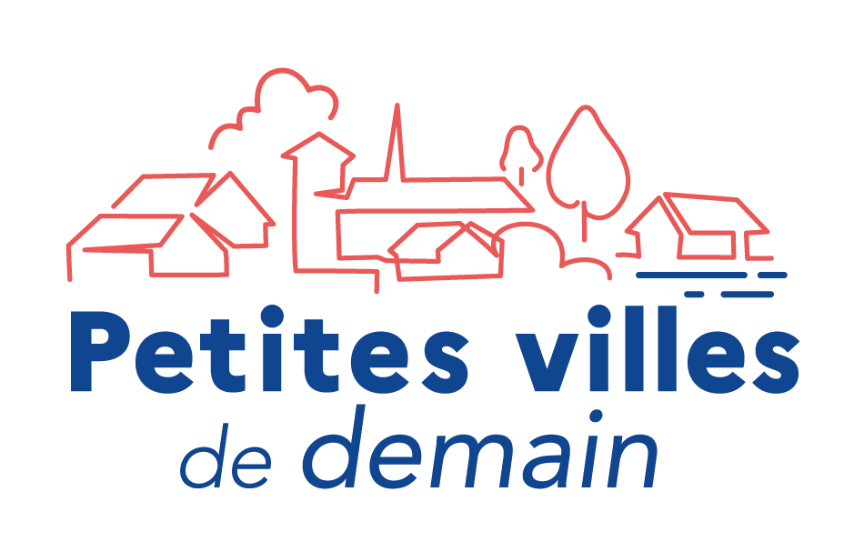 Logo Petites Villes de demain avec dessin stylisé de village