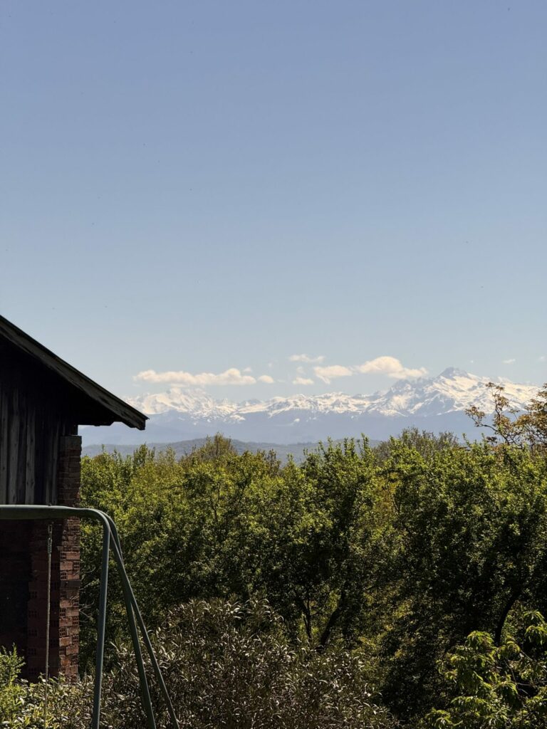 Vue sur les Pyrénées enneigées depuis l’Office de Tourisme Cœur de Garonne