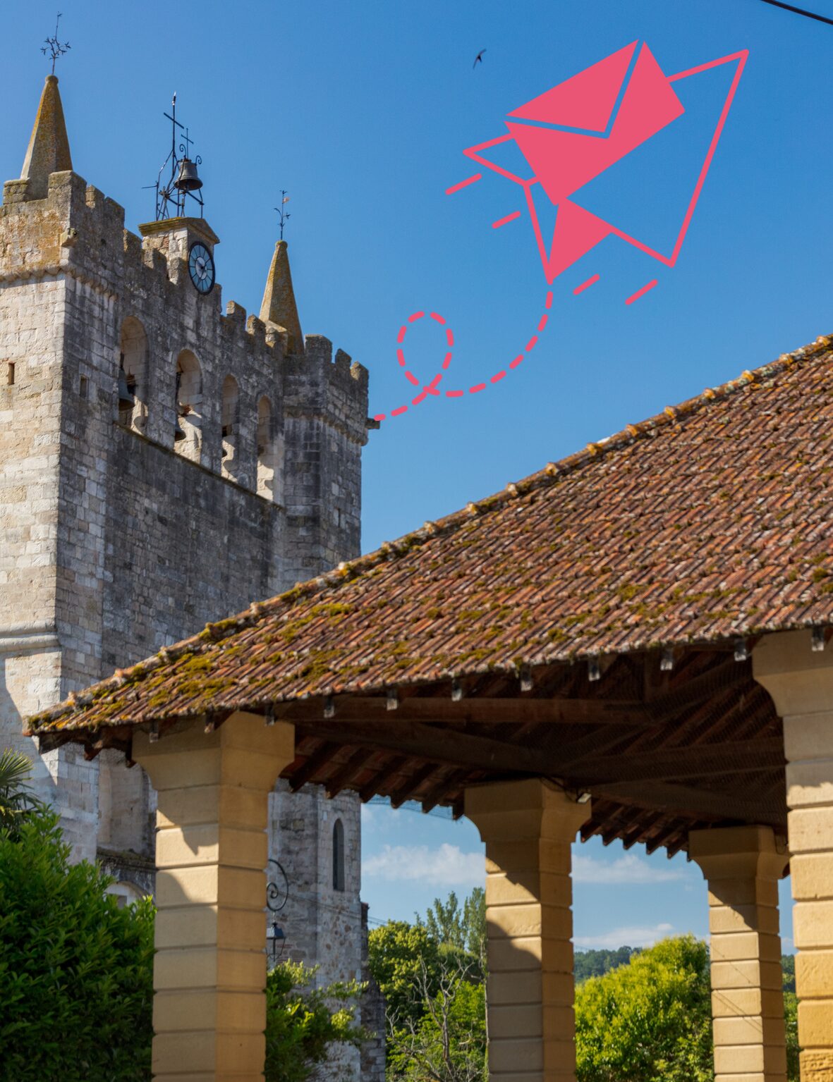 Clocher en pierre et halle, Office de Tourisme Cœur de Garonne