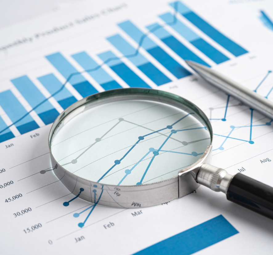 Loupe sur graphiques de statistiques et analyse de données