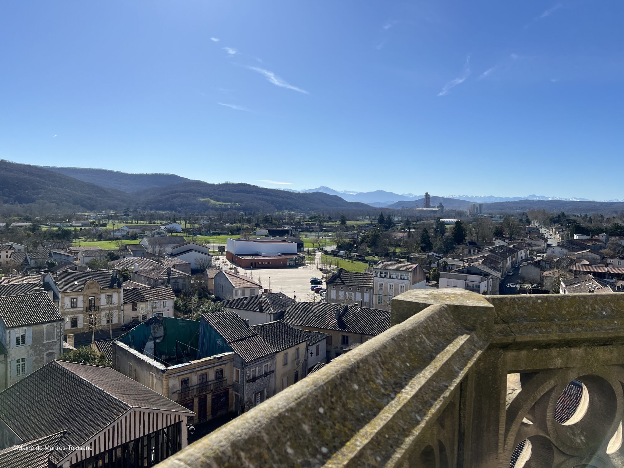 Vue panoramique de Martres-Tolosane depuis un clocher, Cœur de Garonne