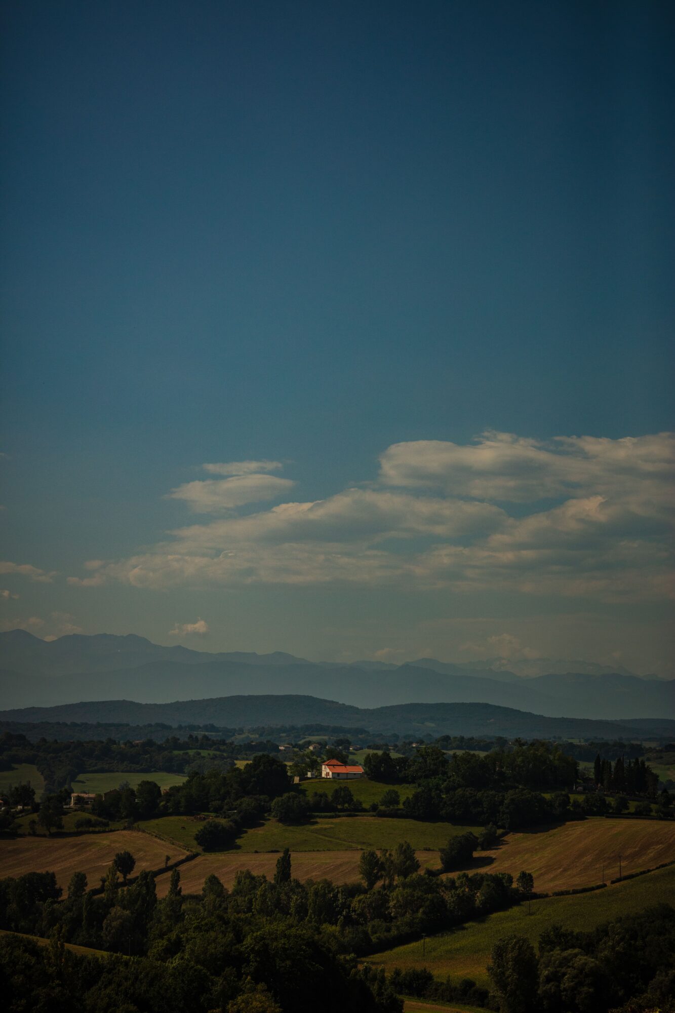 Paysage vallonné et maison isolée en Cœur de Garonne