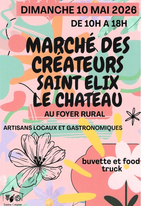 Affiche du marché des créateurs à Saint-Elix-Le-Château le 10 mai 2026