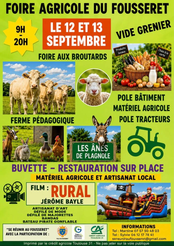 Affiche de la Foire agricole du Fousseret les 12 et 13 septembre