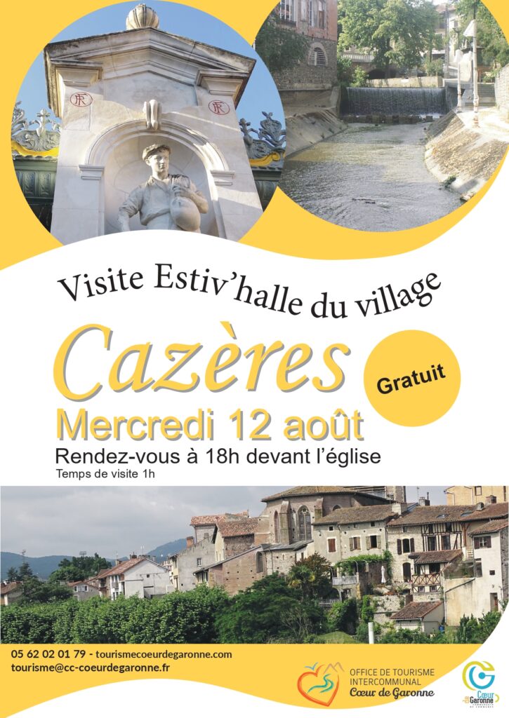 Affiche visite estiv’halle du village de Cazères, Office de Tourisme Cœur de