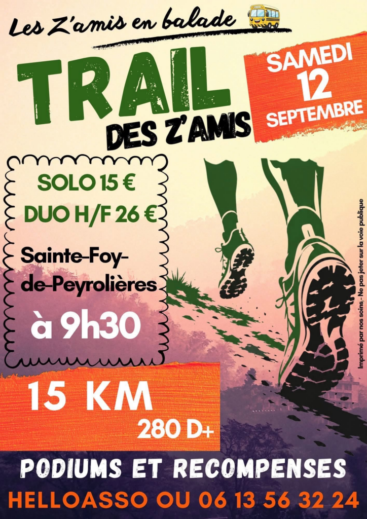 Affiche trail des Z'amis à Sainte-Foy-de-Peyrolières, 15 km, 12 septembre