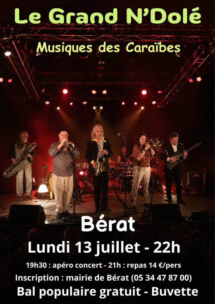 Affiche Le Grand N'Dolé, musiques des Caraïbes à Bérat le 13 juillet