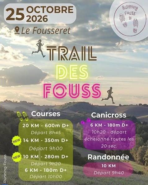 Affiche Trail des Fouss au Fousseret le 25 octobre 2026, courses et canicross