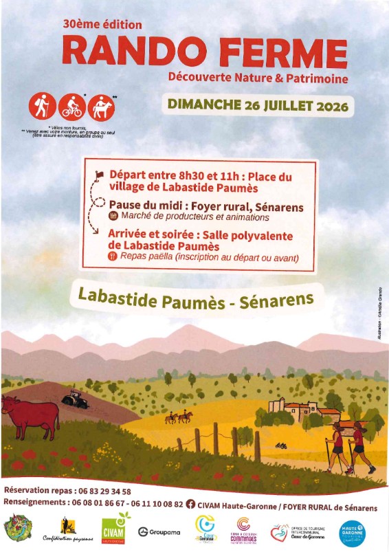 Affiche Rando Ferme 2026 Labastide Paumès-Sénarens, Office de Tourisme Cœur de