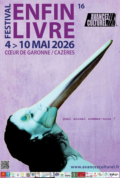 Affiche festival Enfin Livre 2026 à Cœur de Garonne, visage au long bec