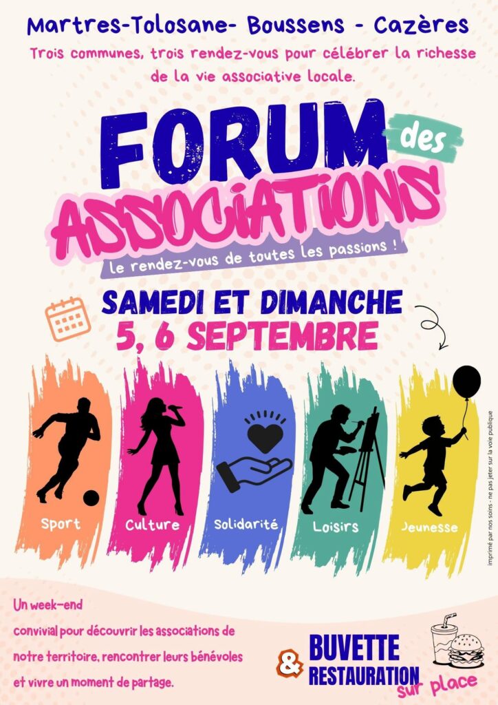 Affiche Forum des associations à Cazères, Martres-Tolosane et Boussens