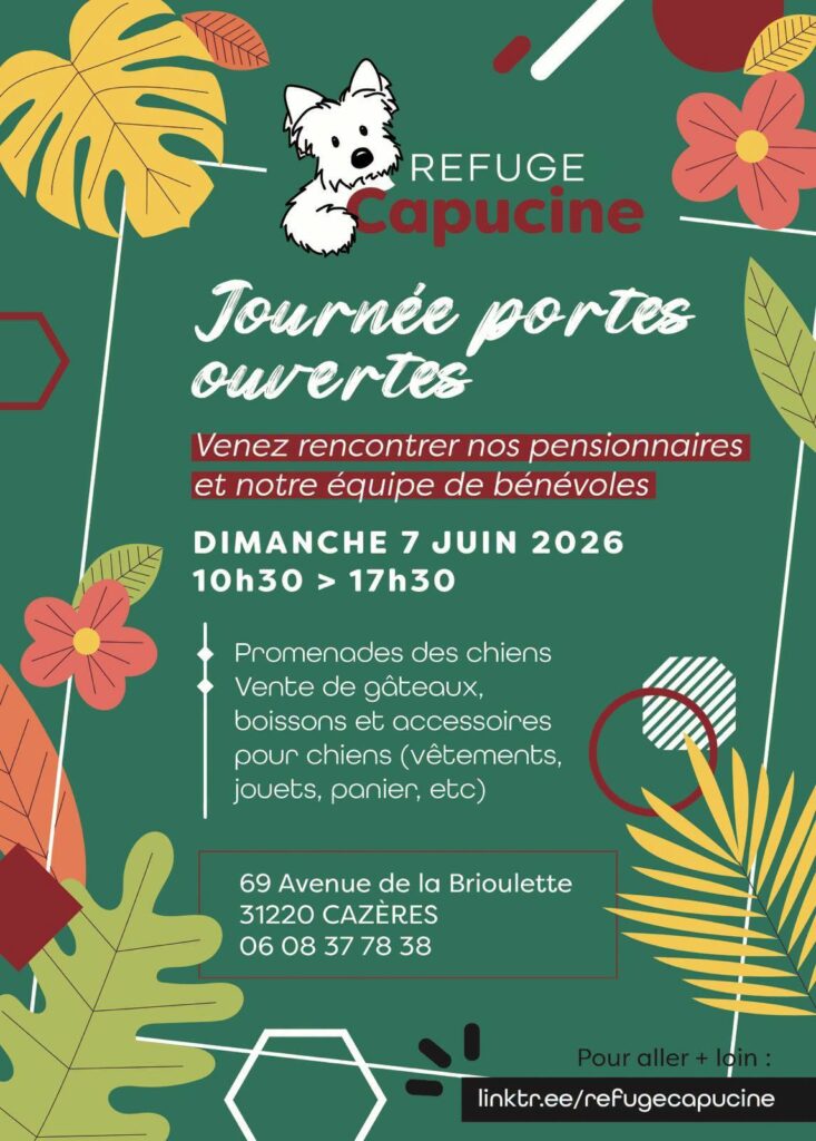 Affiche journée portes ouvertes du Refuge Capucine le 7 juin 2026 à Cazères