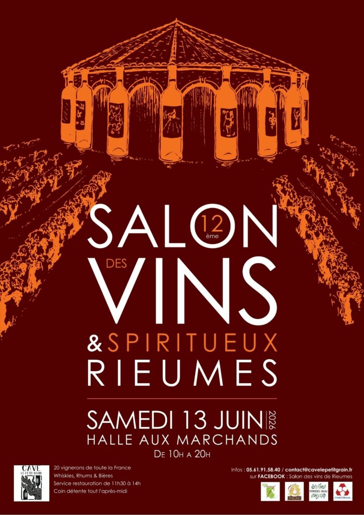 Affiche du 12e Salon des vins et spiritueux de Rieumes, samedi 13 juin 2026