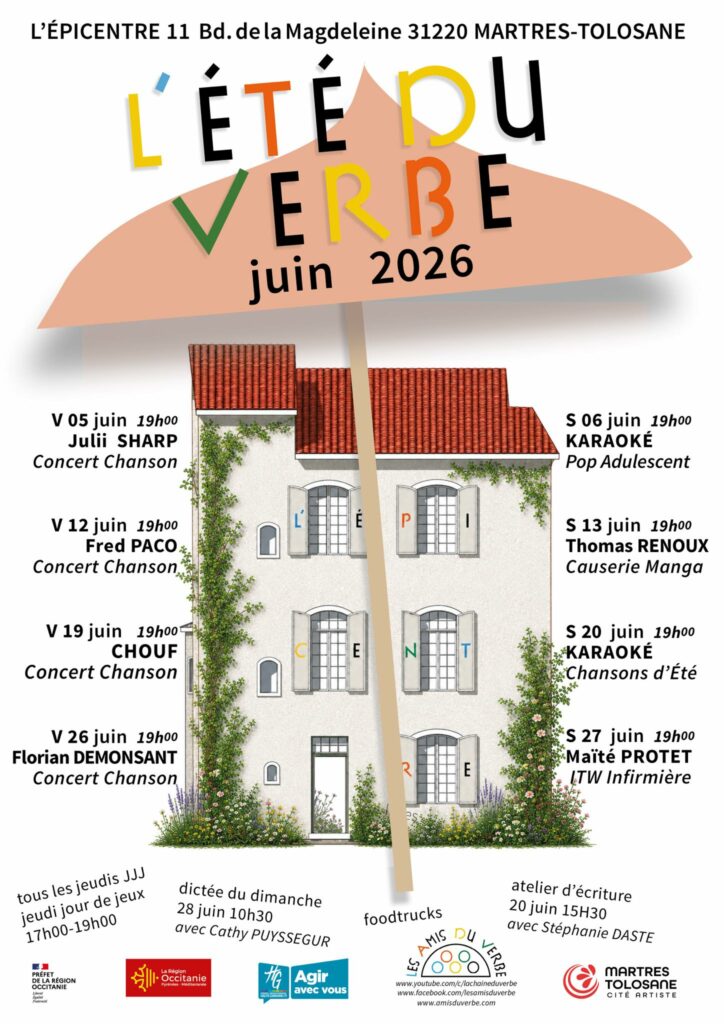 Affiche L'Été du Verbe juin 2026 à Martres-Tolosane, L'Épicentre