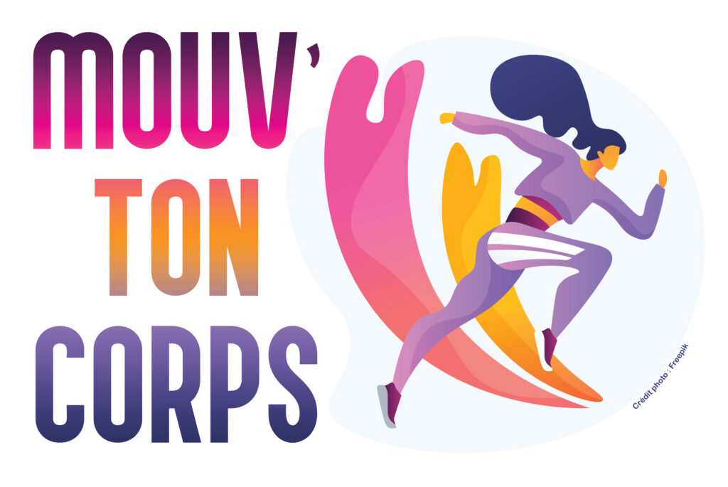 Illustration Mouv’ Ton Corps avec silhouette féminine en mouvement