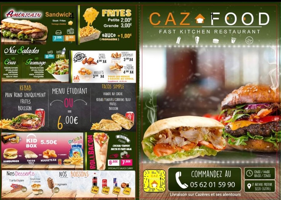 Le Caz Food proche de Toulouse | Tacos, burgers & kebabs