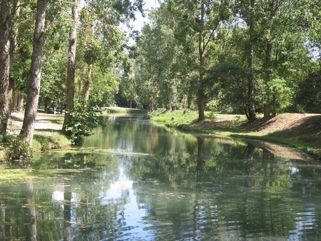 Canal bordé d’arbres à Cœur de Garonne